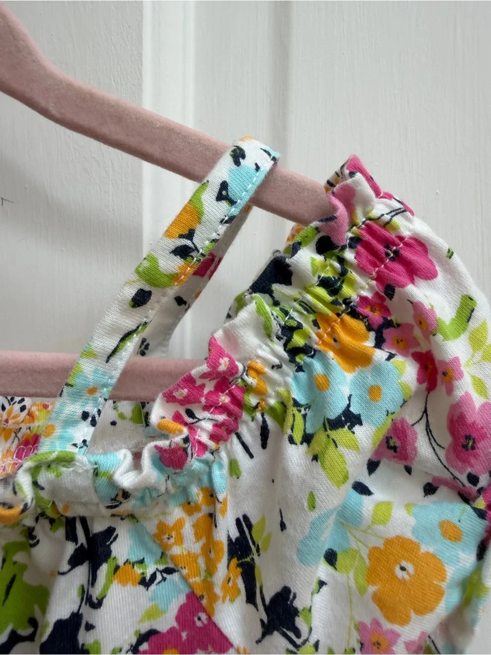 The Children's Place Girls 5T White Floral Off-Shoulder Romper Pink & Yellow